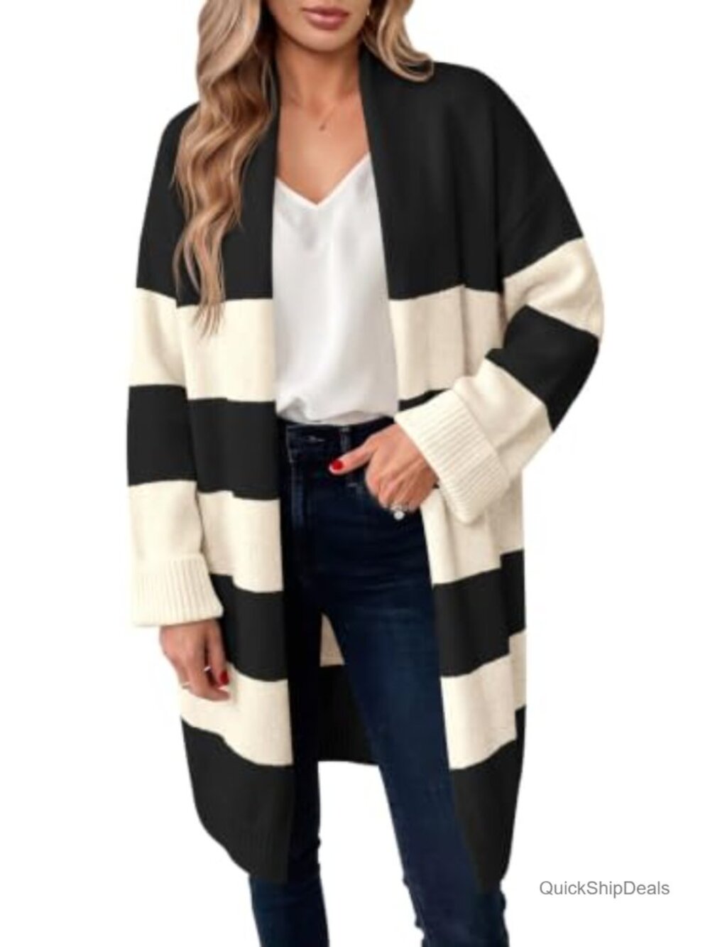 Chunky Knit Open Front Long Cardigan Sweater